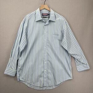 Vineyard Vines Shirt Mens Extra Large 17.5 Blue Stripe Cotton Button Up Preppy